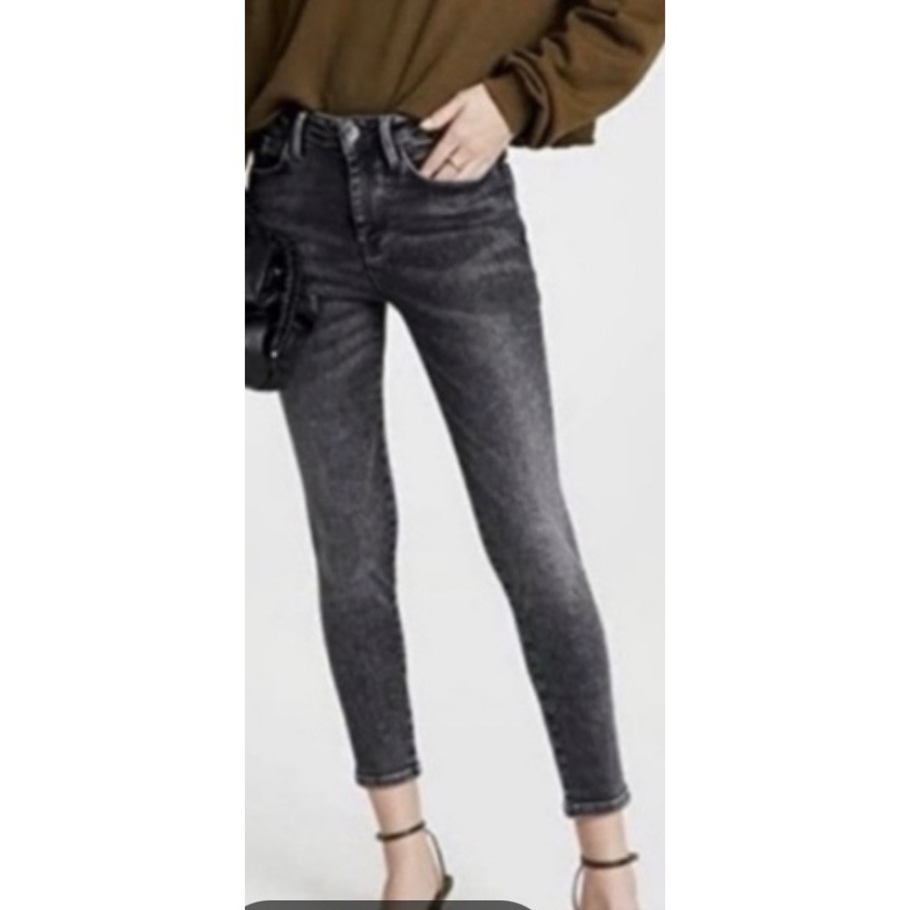 Frame Jeans Womens 2 Black Le One Skinny Hughes High Rise Stretch Denim Cropped